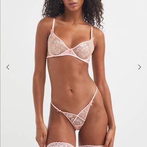 For Love and Lemons Delicate Floral Bra and Panty Set